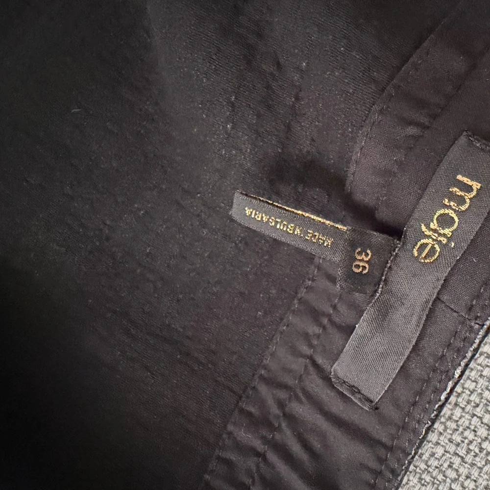 Maje Black Textured Mini Skirt with Faux Leather Trim like new condition 36